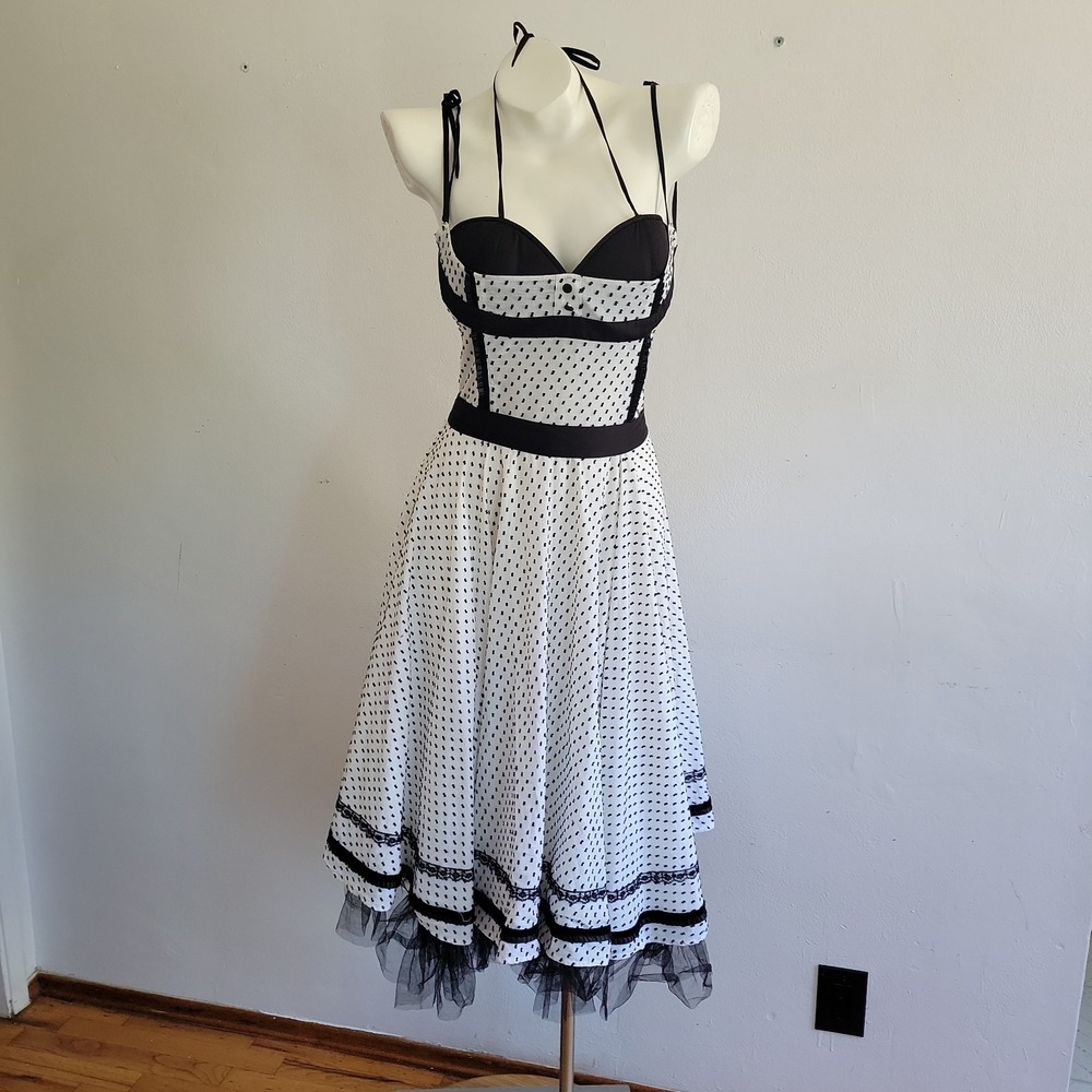 Blacklist Vintage Devil Dolls Pin Up Dress Large Embroidered Retro Rockabilly
